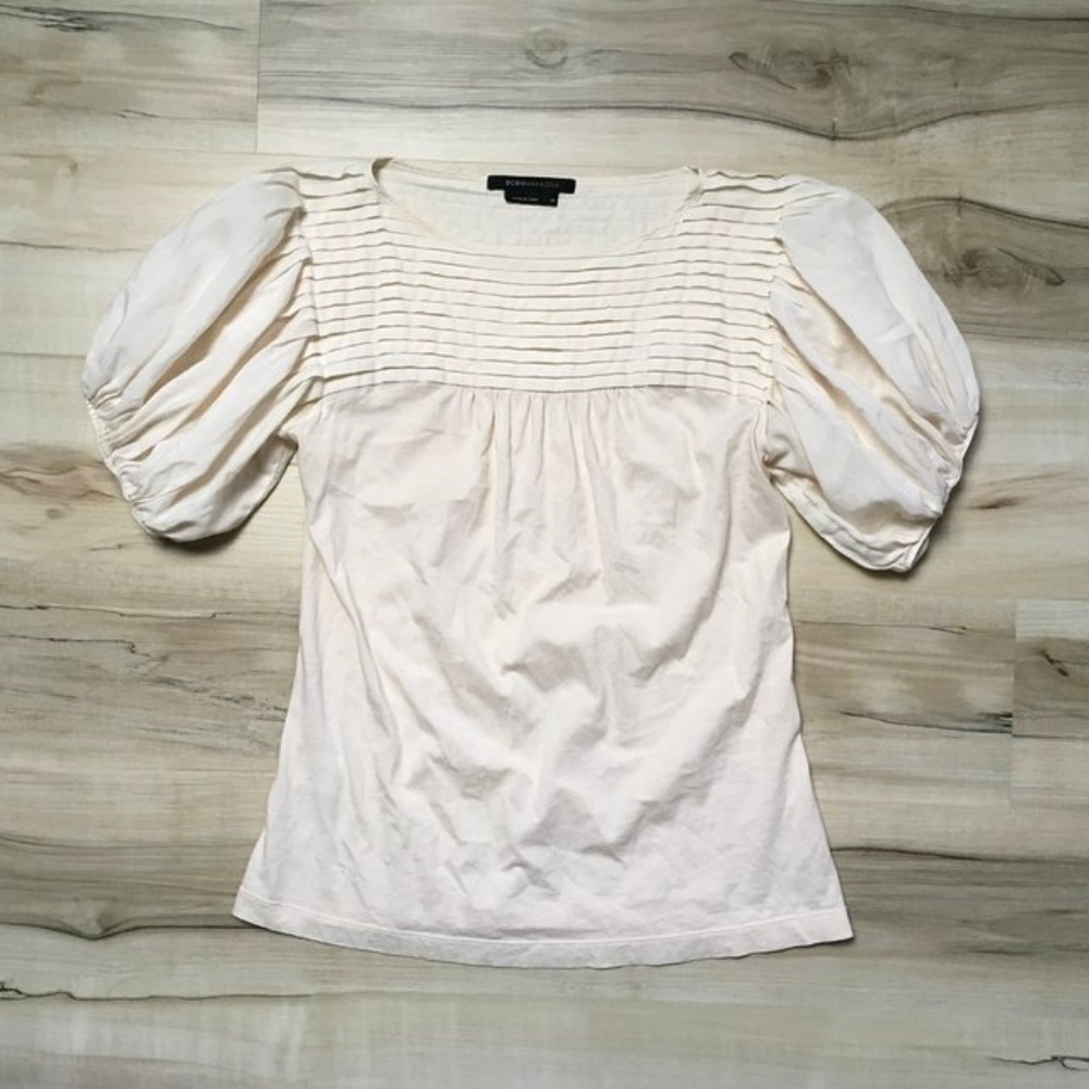 BCBG ruffle poofy sleeve shirt